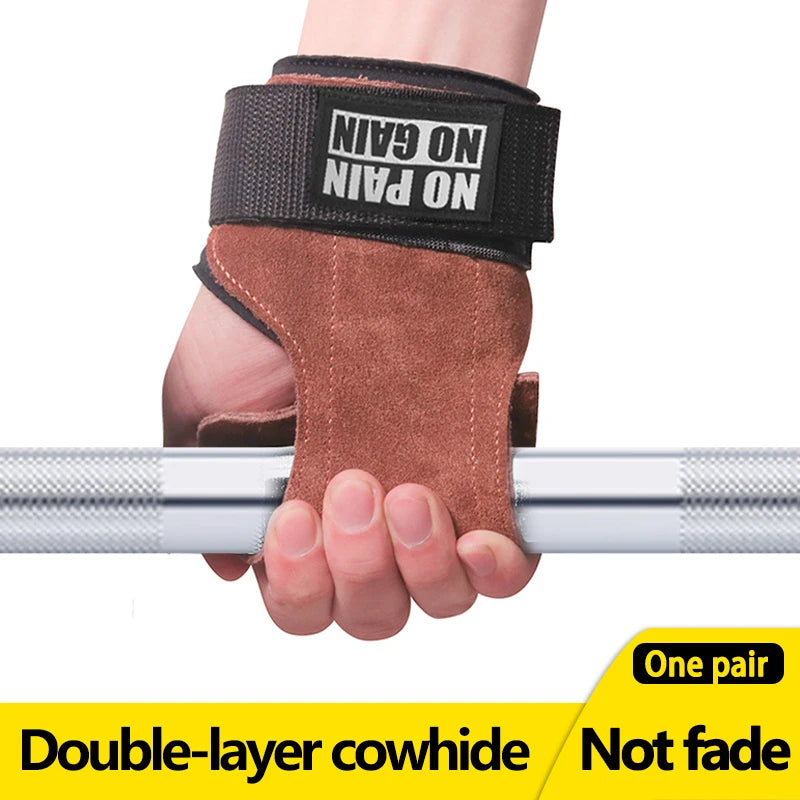 Cowhide Gym Gloves, Anti-Skid Power Lifting gloves